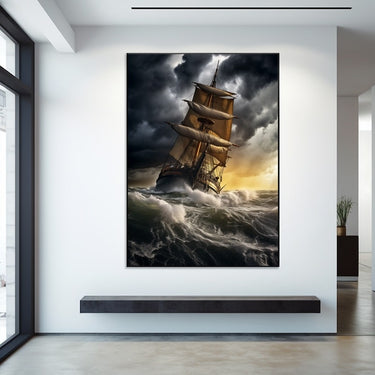 Ship on a Stormy Sea Painting
